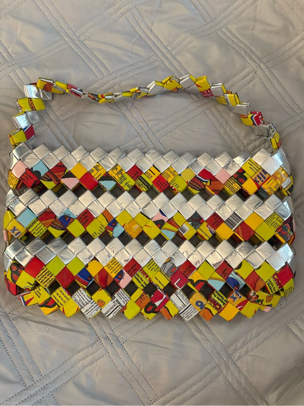 Recycled Multicolor Woven Shoulder Bag